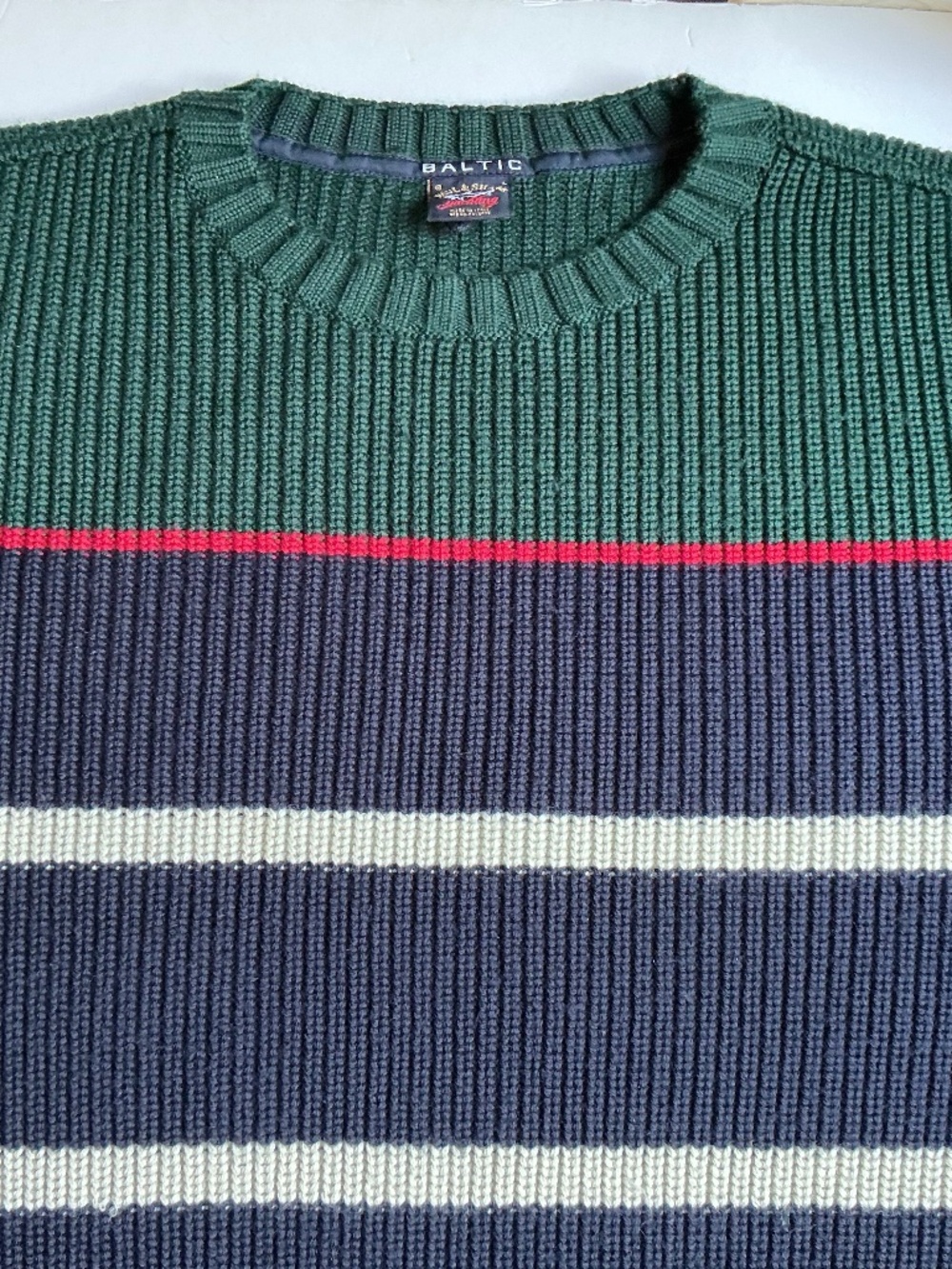 Paul & Shark Baltic navy & green crew neck ski sweater Sz L made in Italy 🇮🇹